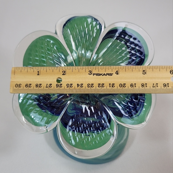 Hand Blown Art Glass Flower Curled Stem - Picture 10 of 16